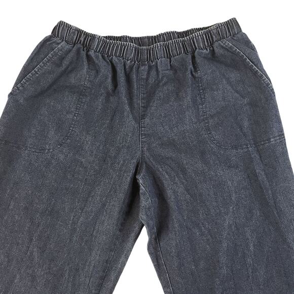 White Stag Denim Pants Womens PL Large Petite 12 14 Elastic Waist Capris Dark - Picture 3 of 13